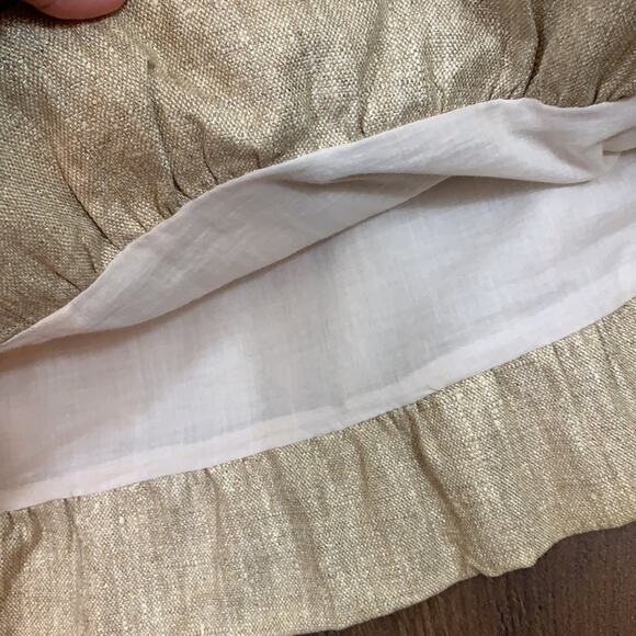 J Crew Collection One Shoulder Silk/Linen/Metallic Gold Mini Dress - Picture 6 of 8